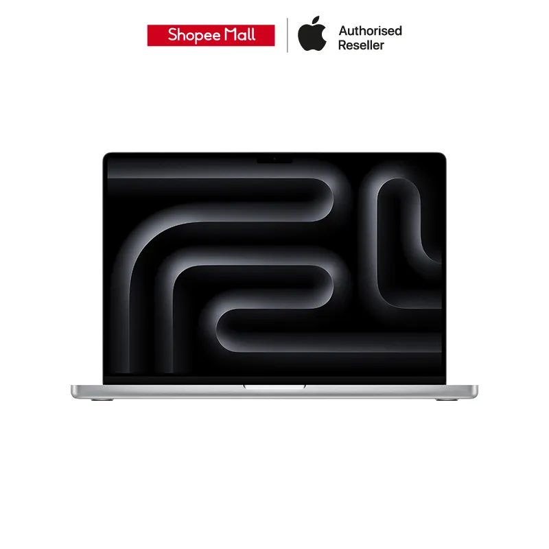MacBook Pro M5 Pro 16 นิ้ว สีเงินจากร้านทางการ วางเด่นบนพื้นขาว