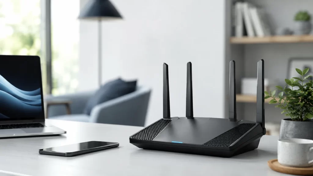 Wi-Fi 7 คืออะไร กับเราเตอร์ โน้ตบุ๊ก และสมาร์ทโฟนบนโต๊ะทำงานสมัยใหม่