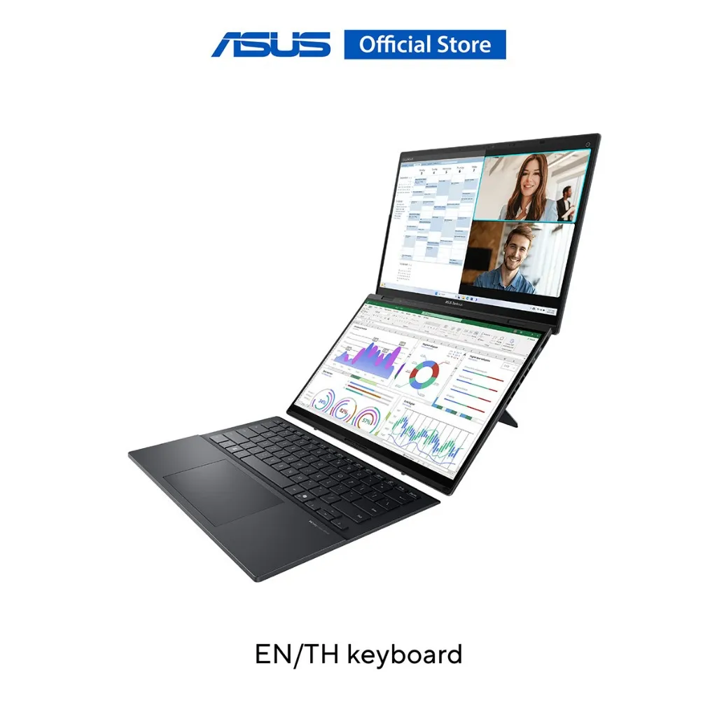 ASUS Zenbook DUO UX8406CA ใช้งานหลายหน้าต่างพร้อมประชุมและดูตารางงาน
